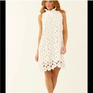 NWT Umgee White Floral Lace High-Neck Shift Easter Spring Dress